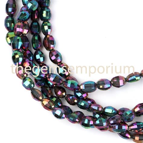 Natural Mystic Topaz Oval Shape Beads Mystic Topaz Faceted Beads