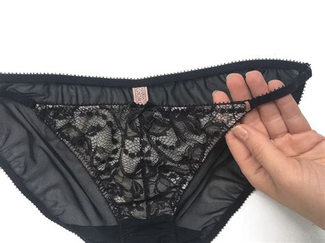 Black Lace Sheer Panties With Nude Lining Etsy