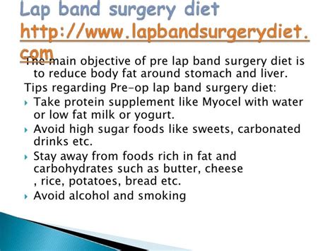 Lap band surgery diet