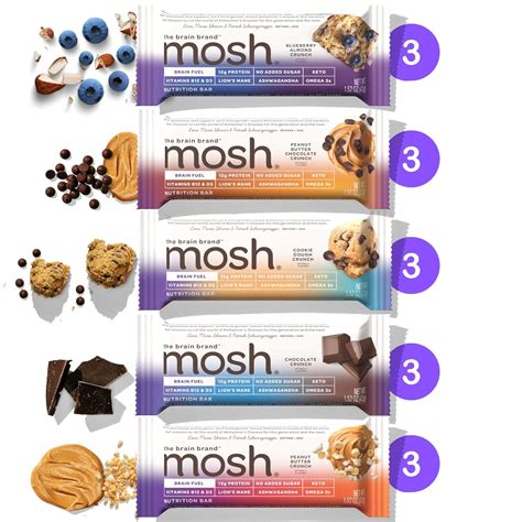 Mosh Variety Pack Protein Bars 15pk 12g Grass Fed