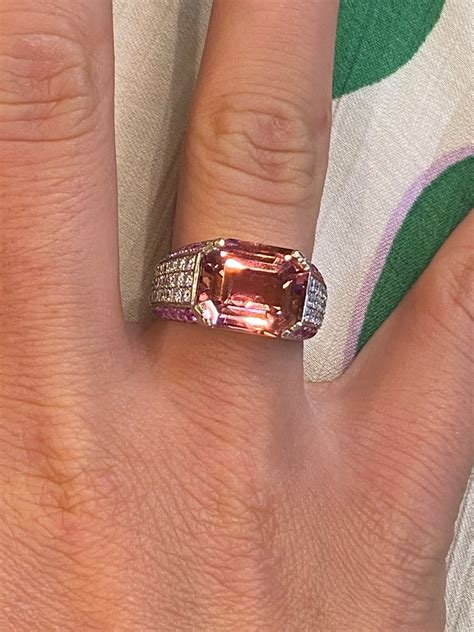 Proantic Bague Tourmaline Saphirs Rose Et Diamants