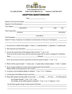 Adoption Questionnaire Fill Online Printable Fillable Blank