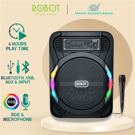 ROBOT RB450 PORTABLE BLUETOOTH SPEAKER RGB KARAOKE MIC REMOT