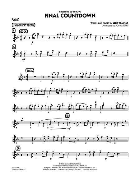 Download Final Countdown Flute Sheet Music By Europe Sku Hx256779 Sheet Music Flute