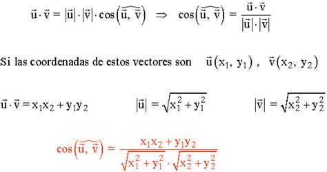 Ejemplos resueltos expresión analítica del producto escalar y ángulo