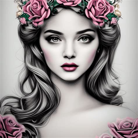 Vintage Princess With Roses Graphic · Creative Fabrica