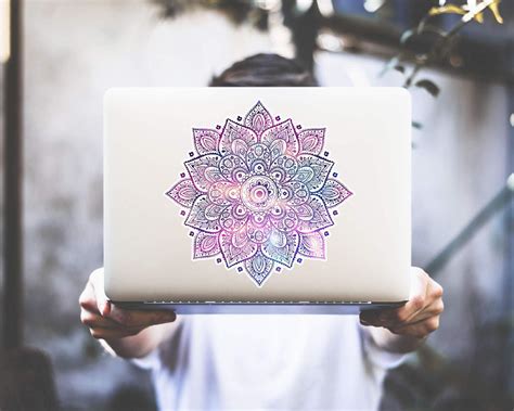 Mandala Laptop Sticker Decal Removable Waterproof White Vinyl Decals