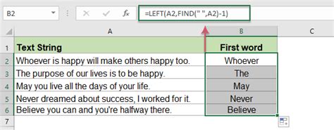 Haal Het Eerste Woord Uit Een Tekstreeks In Excel Of Haal Het Op