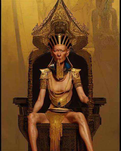 Tilda Swinton As A Dark Skinned Egyptian Pharao Stable Diffusion