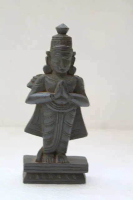 Antique Black Rosewood Hindu God Hanuman Namaskar Carved Statue