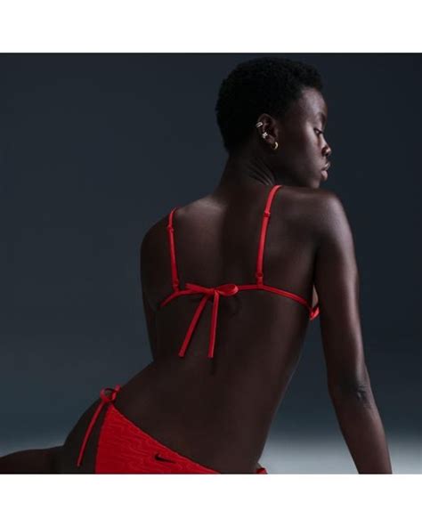 Nike Swim Swoosh Link Terry Tie String Bikini Bottom In Blue Lyst