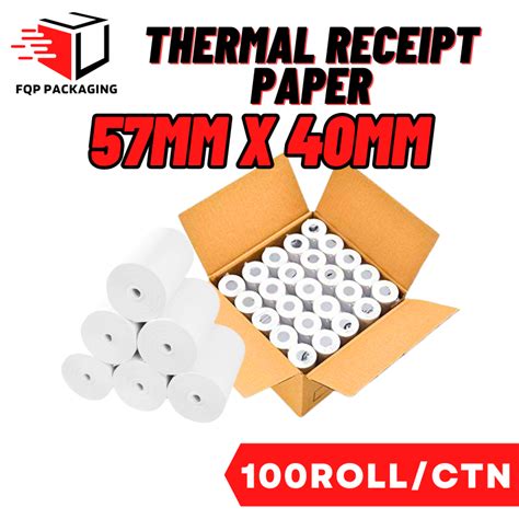 100Roll 57mm X 40mm 1Carton Coreless Thermal Receipt Paper Roll