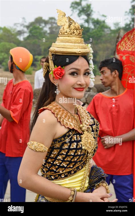 Portrait Of An Apsara Dancer At Angkor Wat In Siem Reap Cambodia Stock