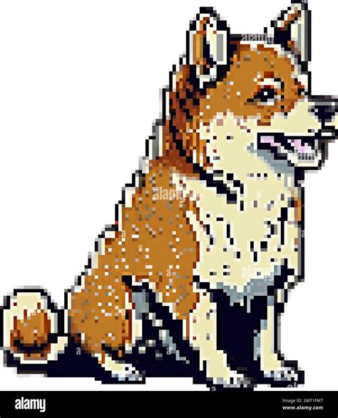 perro shiba inu razas pixel art ilustración vectorial Imagen Vector de