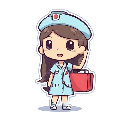 Cartoon Nurse Girl Is Wearing A White Uniform And Holding A Bag Vector Nurse Clipart Bag