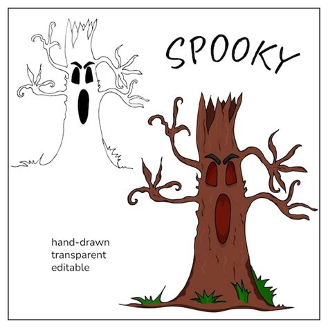 Premium Vector Halloween Tree Character Evil Oak Monster Of Nightmare