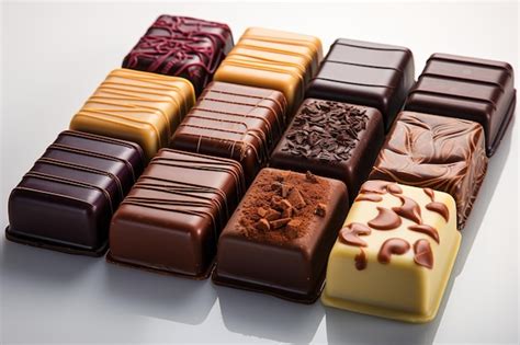 Différents Types De Chocolat Sur Fond Blanc Assortiment De Bonbons Au