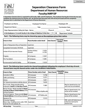 Separation Clearance Form Fill Online Printable Fillable Blank