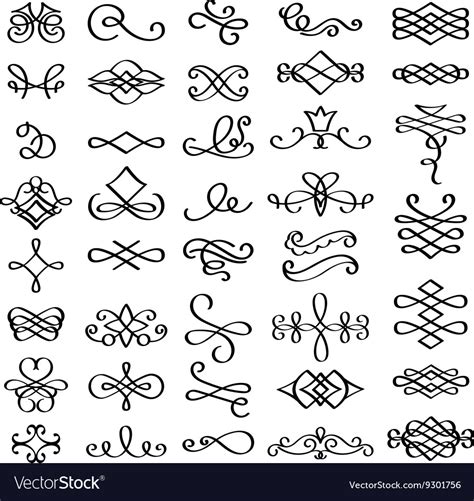 Calligraphic Flourishes Design Elements Royalty Free Vector