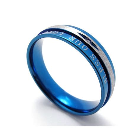 Diamond Blue Titanium Ring 20675 - Titanium Jewelry Shop