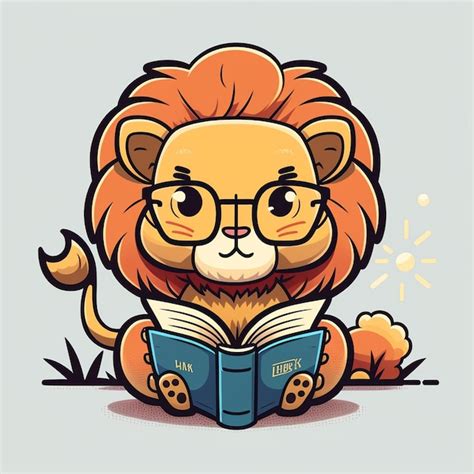 Premium Ai Image Lion Reading A Book Vector Illustration