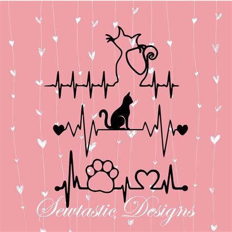 Cat Heartbeat Svg Cat Ekg Svg Cat Svg Cut File Iron On Decal