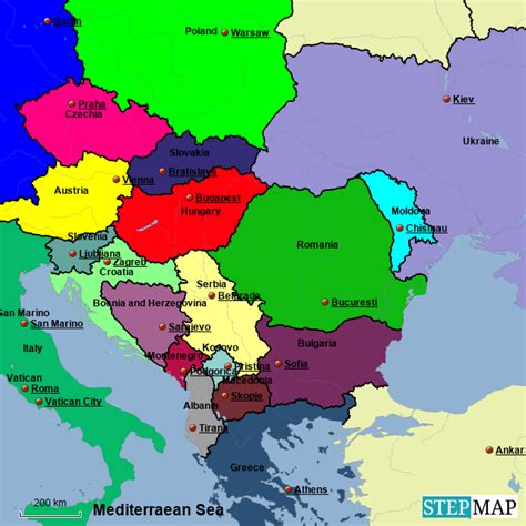 StepMap - Southeast Europe - Landkarte für Germany