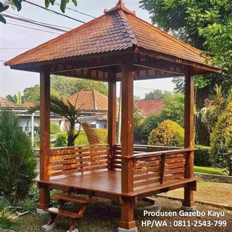 Jual Gazebo Kayu Jati Asli Minimalis Ukuran X M Gasebo Taman Rumah