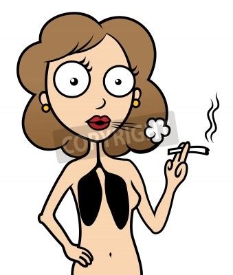 Ilustra O Dos Desenhos Animados De Uma Jovem Mulher Que Fuma