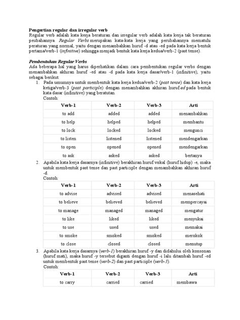 Pengertian Regular Dan Irregular Verb Pdf