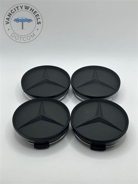 Set Of 4 Matte Black Mercedes Benz Alloy Wheel Center Caps 75mm Matte