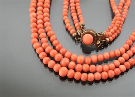 Elegant Victorian Salmon Pink Coral Necklace