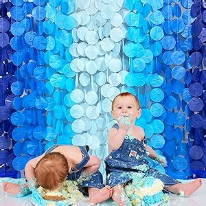 Ft Ombre Blue Tissue Paper Streamer Navy Blue Big Circle Dots