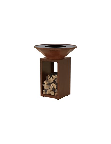 Brasero Rond Cm Sur Meuble Acier Corten B B O Cognac Oyat