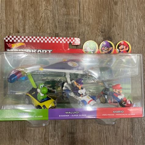 Hot Wheels Toys Hot Wheels Mario Kart Pack Vehicles Yoshi Waluigi Mario Brand New Sealed