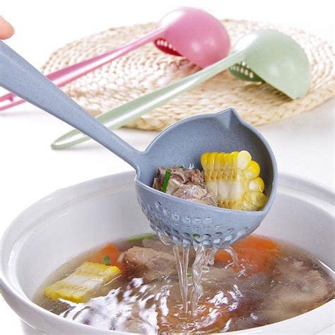 Colher De Sopa De Plástico Com Cabo Longo 2 Em 1 , Filtro , Talheres