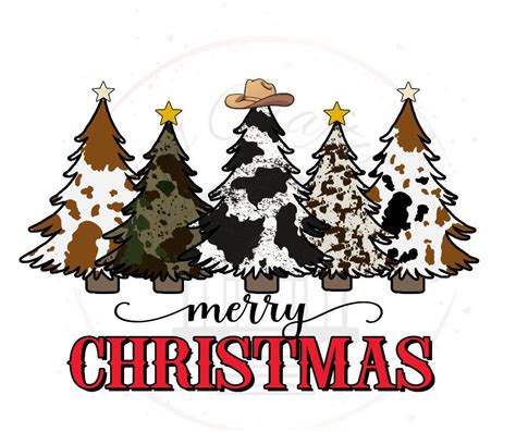 Cow Print Christmas Trees Merry Christmas Dtf Transfer Print Only