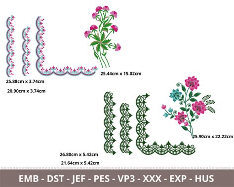 Free 10 Border And Corner With Patch Embroidery Design Pack Machine