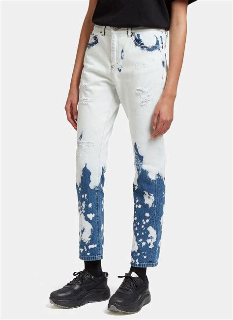 Gucci Blue And White Chlorine Wash Jeans Modesens Bleached Jeans