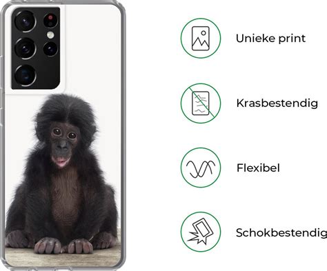 Samsung Galaxy S21 Ultra Hoesje Kind Klein Schattig Aapje Baby