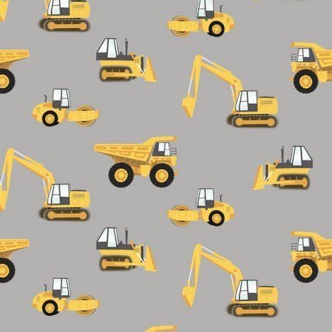 Yellow Construction Vehicles On A Gray Background