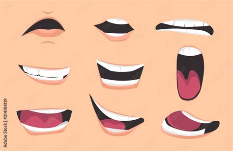 Cartoon mouth expressions set. Vector illustration. Stock Vector | Adobe Stock