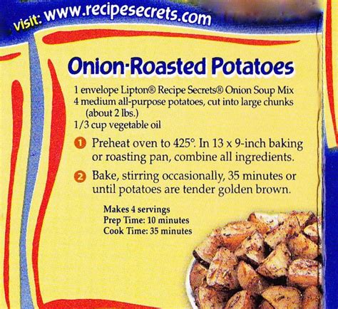 ONION-ROASTED POTATOES: Lipton Recipe | Yummy Side Dishes | Pinterest