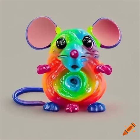 Storybook Gummy Candy Mouse With Rainbow Gummy Body In Oil Painting