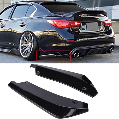 Gloss Black Strut Rod Front Bumper Lip Spoiler Splitter For Honda Civic