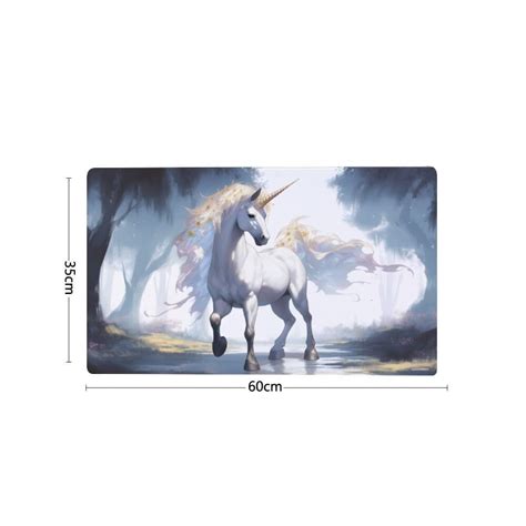 White Unicorn Playmat Fantasy Magical Forest Tcg Ocg Size Etsy