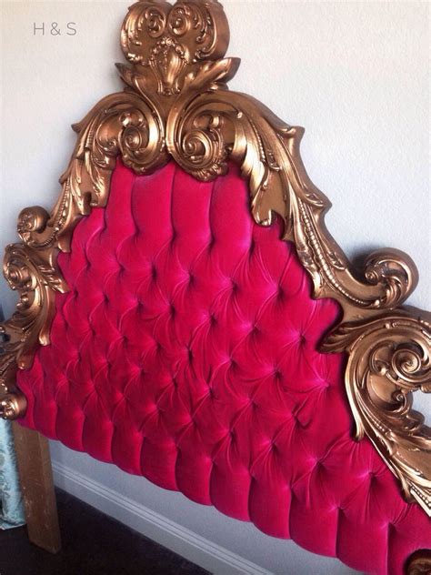 Over The Top Fabulous Gold Ornate Velvet Tufted Headboard