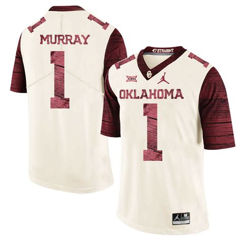 Oklahoma Sooners 1 Kyler Murray Football Jersey Firewood Pattern White