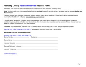 Fillable Online Web Plattsburgh Faculty Reserve Form Suny Plattsburgh