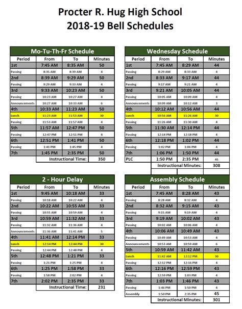 Hug Bell Schedules